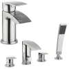 Proflow Tiera Basin Mixer with Clicker Waste & 4 Hole Bath Shower Mixer Value Pack