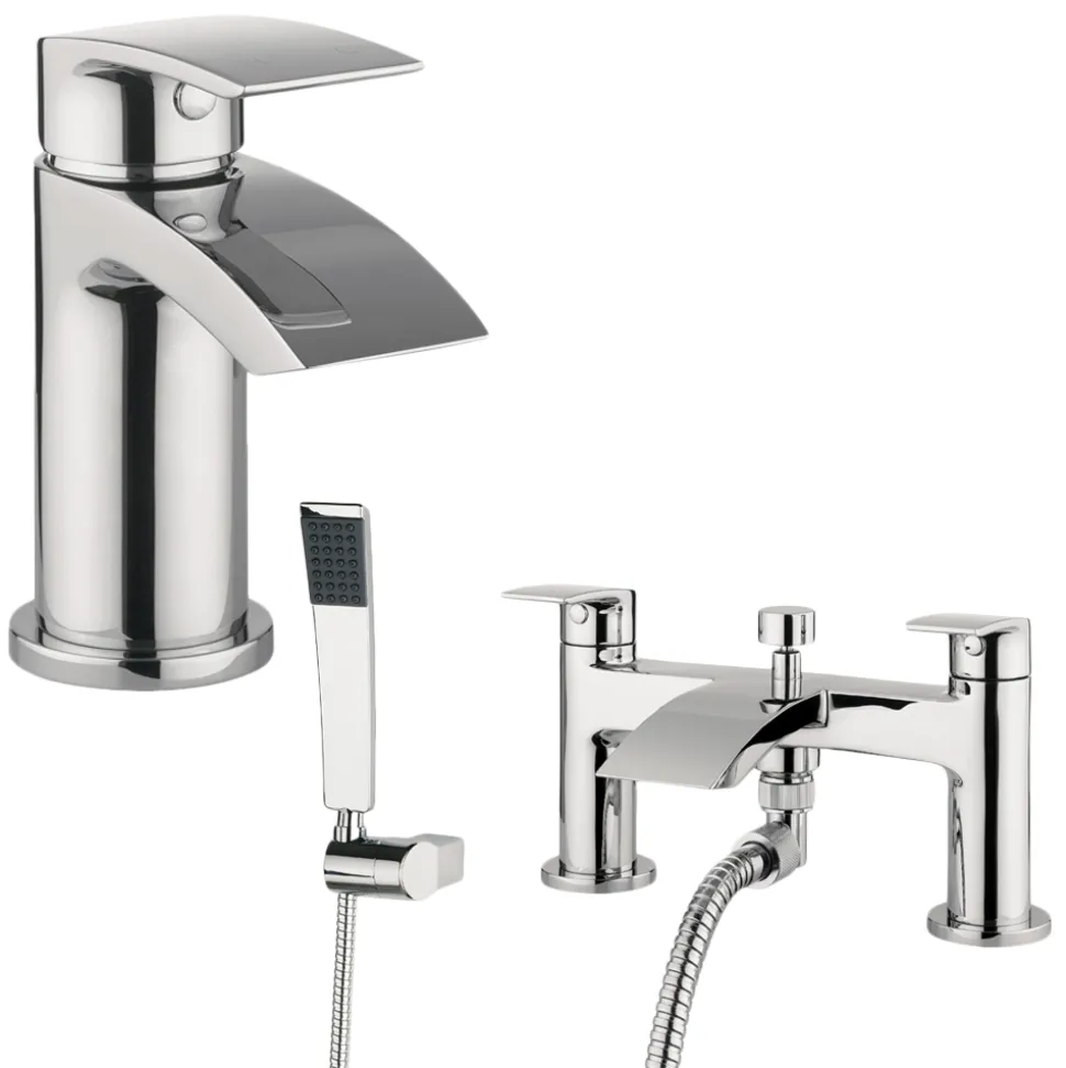 Proflow Tiera Basin Mixer with Clicker Waste & Bath Shower Mixer Value Pack