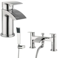 Proflow Tiera Basin Mixer with Clicker Waste & Bath Shower Mixer Value Pack