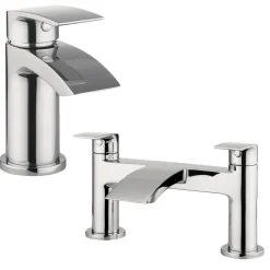 Proflow Tiera Basin Mixer with Clicker Waste & Bath Filler Value Pack