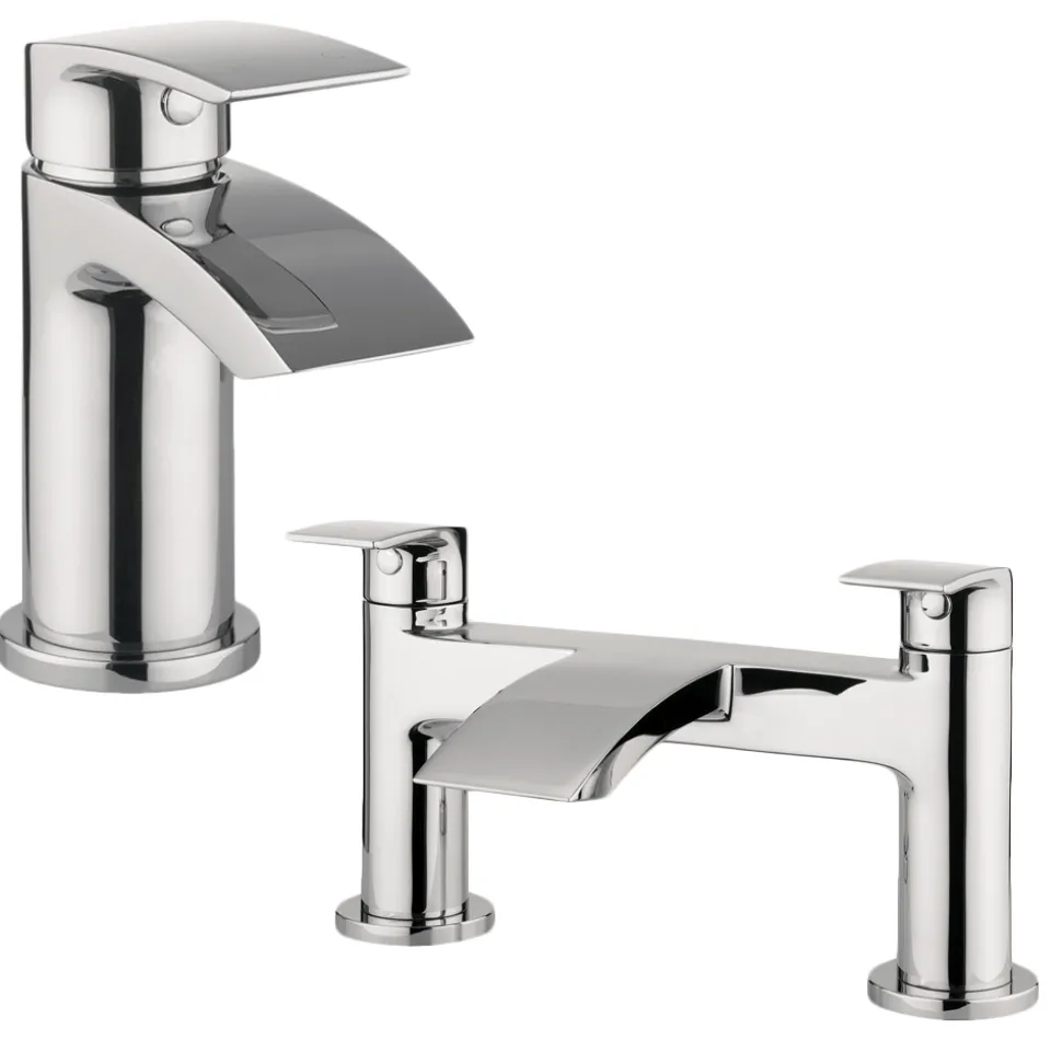 Proflow Tiera Basin Mixer with Clicker Waste & Bath Filler Value Pack