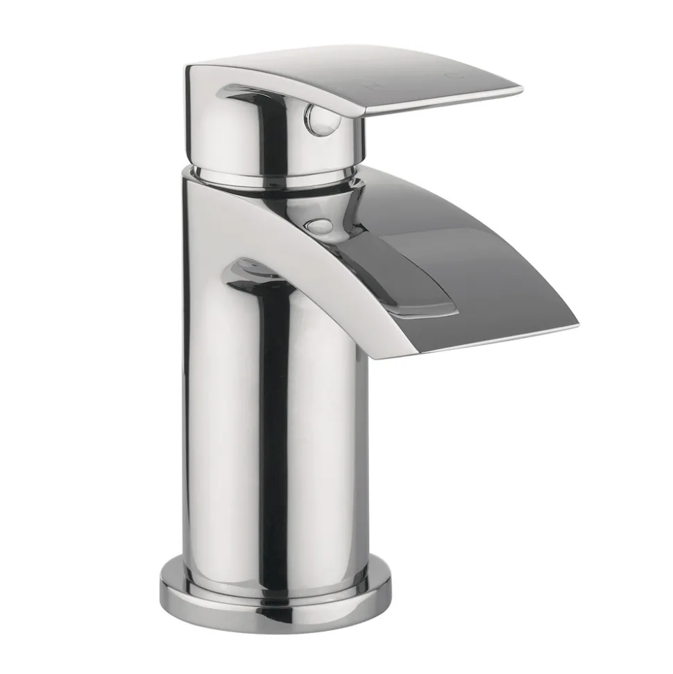 Proflow Tiera Small Waterfall Basin Mixer with Clicker Waste