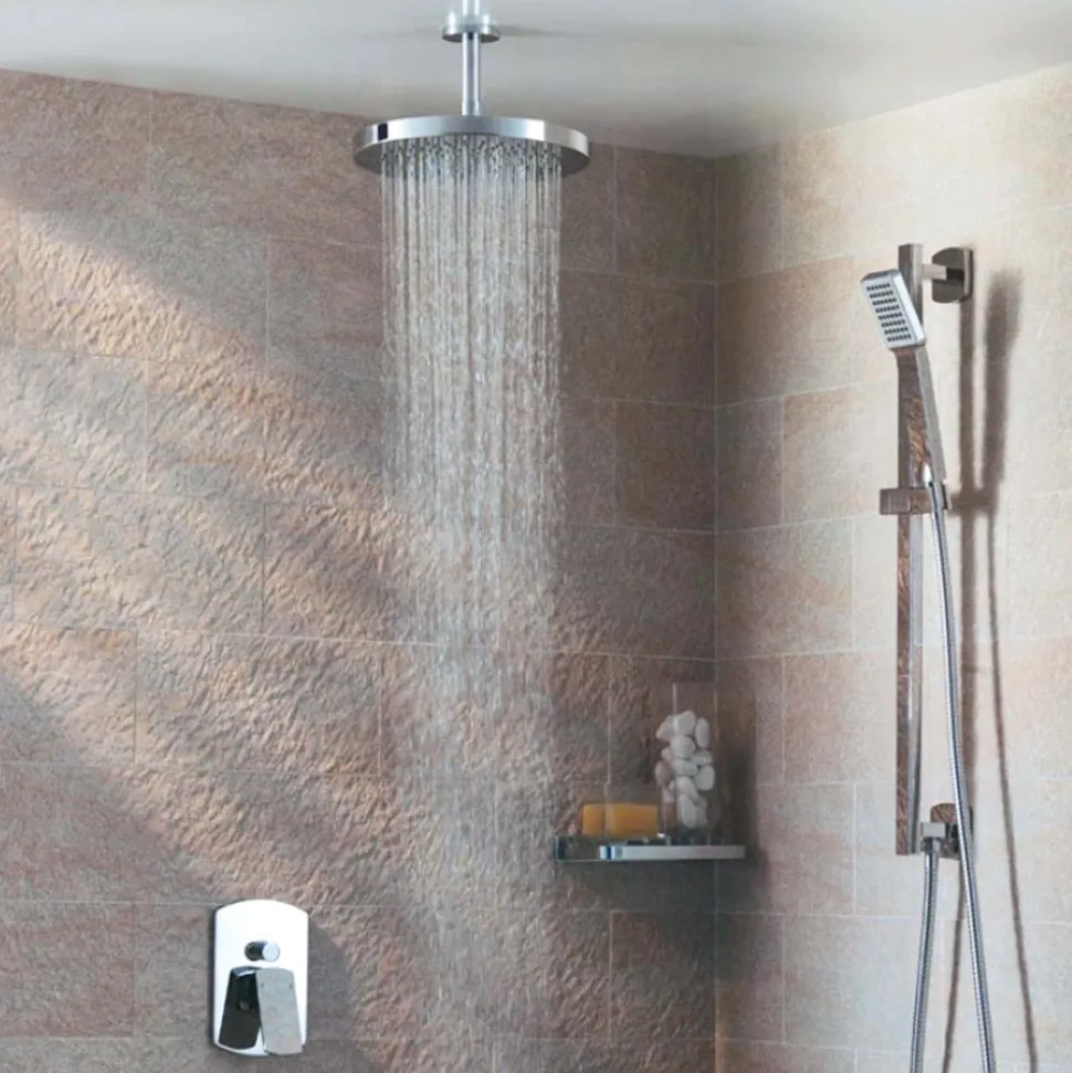 Pura Deluxe 200mm Round Brass Shower Head with Swivel Joint