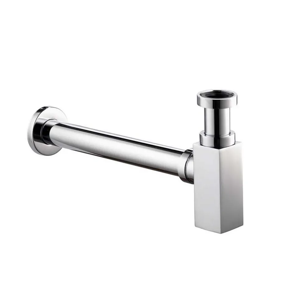 Pura Square Chrome Bottle Trap & Pipe