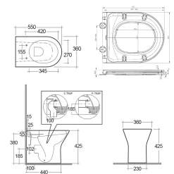 RAK Resort Comfort Height Rimless Back to Wall Toilet with Soft Close Seat
