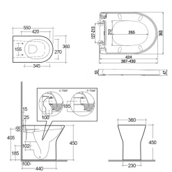 RAK Resort Extended Comfort Height Rimless Back to Wall Toilet with Soft Close Seat