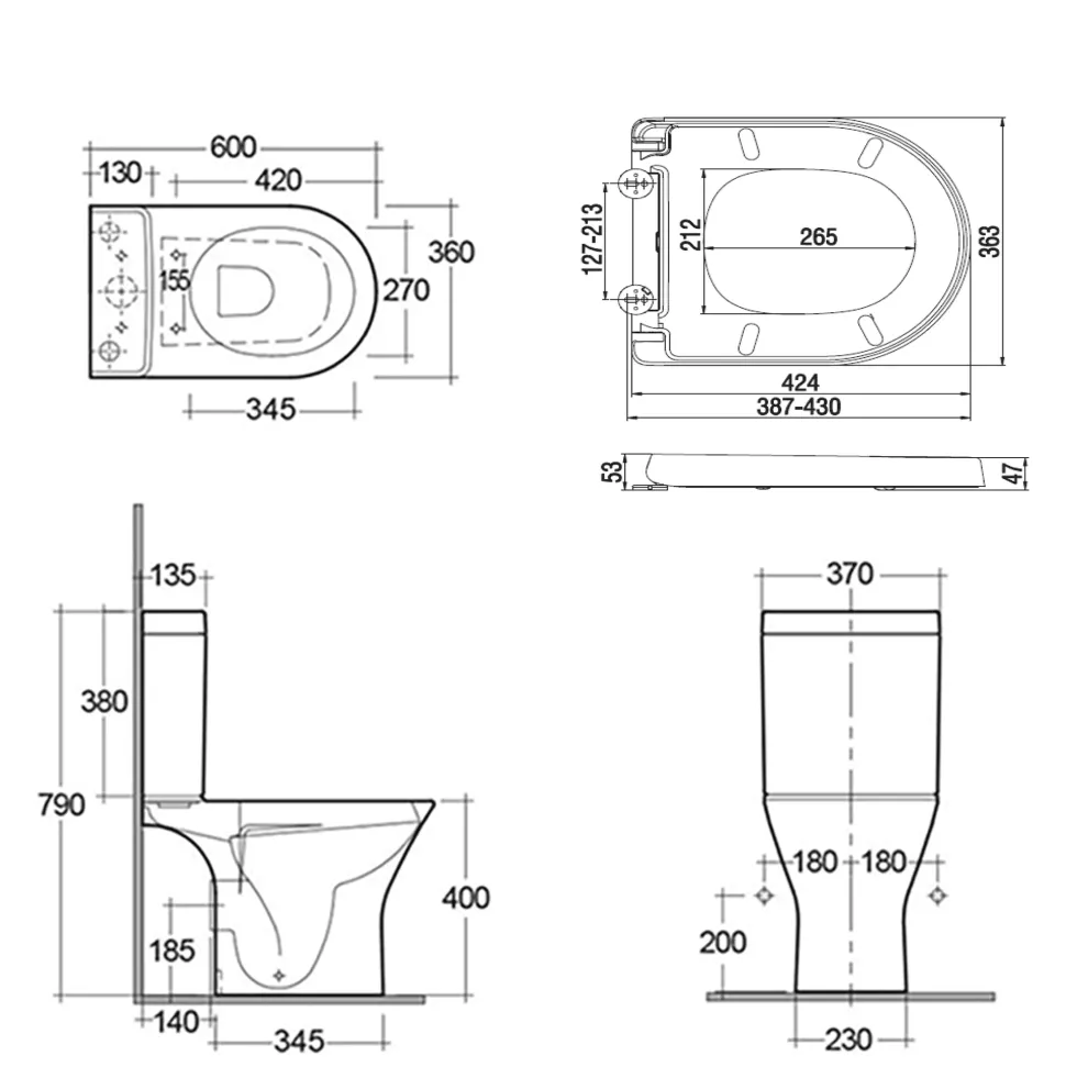 RAK Resort Mini Rimless Close Coupled Toilet & Soft Close Seat
