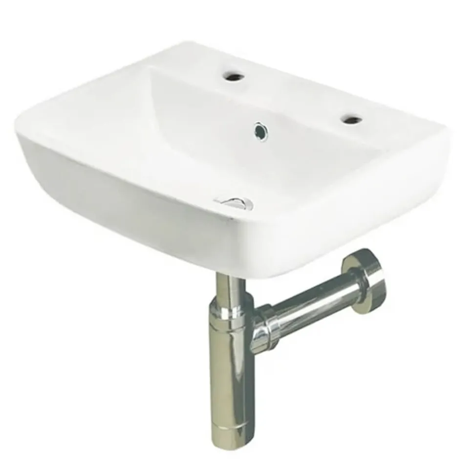 RAK Series 600 Wall Hung Cloakroom Hand Basin - 2 Tap Hole