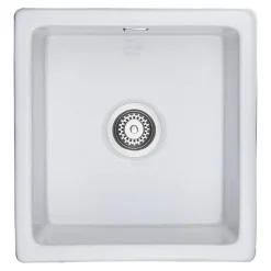 RAK Square Inset or Undermount White Ceramic Kitchen Sink & Waste - 450mm x 475mm
