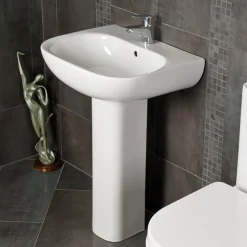 RAK Tonique 550mm 1 Tap Hole Basin with Full Pedestal