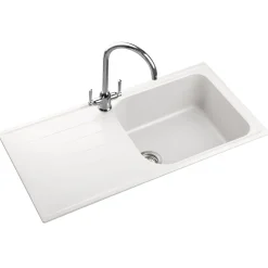 Rangemaster Amethyst Igneous Granite Large Single Bowl Kitchen Sink with Reversible Drainer & Waste Kit - 1000 x 500mm