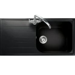 Rangemaster Amethyst Igneous Granite Large Single Bowl Kitchen Sink with Reversible Drainer & Waste Kit - 1000 x 500mm
