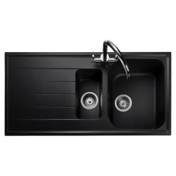 Rangemaster Amethyst Igneous Granite 1.5 Bowl Kitchen Sink with Reversible Drainer & Waste Kit - 1000 x 500mm