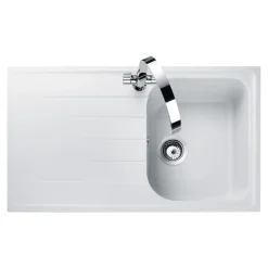 Rangemaster Amethyst Igneous Granite Compact Single Bowl Kitchen Sink with Reversible Drainer & Waste Kit - 860 x 500mm
