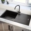 Rangemaster Andesite Large 1 Bowl Granite Igneous Ash Sink & Waste Kit with Reversible Drainer - 1000 x 500mm