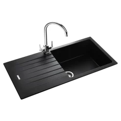 Rangemaster Andesite Large 1 Bowl Granite Igneous Ash Sink & Waste Kit with Reversible Drainer - 1000 x 500mm