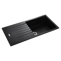 Rangemaster Andesite Large 1 Bowl Granite Igneous Ash Sink & Waste Kit with Reversible Drainer - 1000 x 500mm