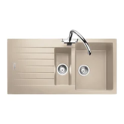 Rangemaster Andesite Stone Igneous Granite 1.5 Bowl Sink with Reversible Drainer & Waste Kit - 1000 x 500mm