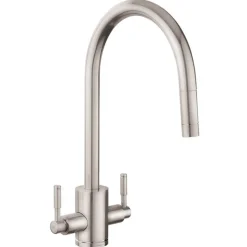Rangemaster Aquatrend Twin Lever Mixer Tap with Pull-Out Spout