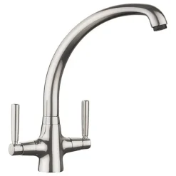 Rangemaster Aquavibe Twin Lever Monobloc Mixer Tap - Brushed Nickel