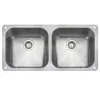 Rangemaster Atlantic Classic 2 Bowl Brushed Stainless Steel Undermount Sink & Waste Kit - 945 x 460mm