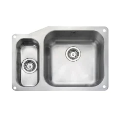Rangemaster Atlantic Classic 1.5 Bowl Stainless Steel Undermount Sink & Waste Kit with Left Hand Small Bowl - 671 x 460mm