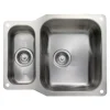 Rangemaster Atlantic Classic 1.5 Bowl Brushed Stainless Steel Undermount Sink & Waste Kit - 597 x 472mm