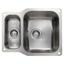 Rangemaster Atlantic Classic 1.5 Bowl Brushed Stainless Steel Undermount Sink & Waste Kit - 597 x 472mm