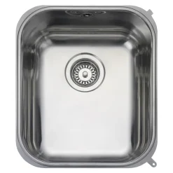 Rangemaster Atlantic Classic 1 Bowl Brushed Stainless Steel Undermount Sink & Waste Kit - 378 x 448mm