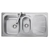 Rangemaster Baltimore 1.5 Bowl Brushed Stainless Steel Sink & Waste Kit with Reversible Drainer - 950 x 508mm