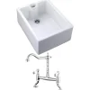 Rangemaster Classic Belfast 1 Bowl White Fireclay Ceramic Sink & Waste and Butler & Rose Carlton Traditional Kitchen Bridge Mixer - Lever Handles