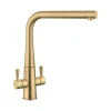Rangemaster Conical Twin Lever Mono Kitchen Mixer Tap - Brushed Brass