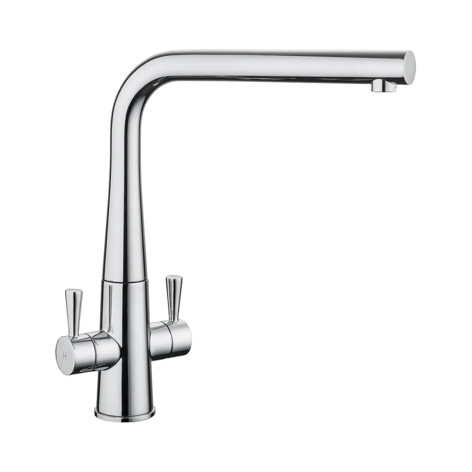 Rangemaster Conical Twin Lever Mono Kitchen Mixer Tap - Polished Chrome