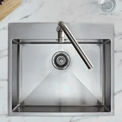 Rangemaster Cosmo 1 Bowl Stainless Steel Inset Kitchen Sink & Waste Kit - 600 x 515mm