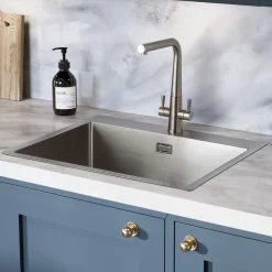 Rangemaster Cosmo 1 Bowl Stainless Steel Inset Kitchen Sink & Waste Kit - 600 x 515mm