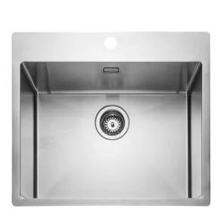 Rangemaster Cosmo 1 Bowl Stainless Steel Inset Kitchen Sink & Waste Kit - 600 x 515mm