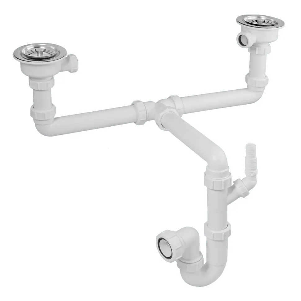 Rangemaster Double Belfast Chrome Waste Kit For Double Belfast 2 Bowl Sink