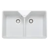 Rangemaster Double Bowl Belfast White Fireclay Ceramic Kitchen Sink & Waste Kit with Overflow - 795 x 491mm