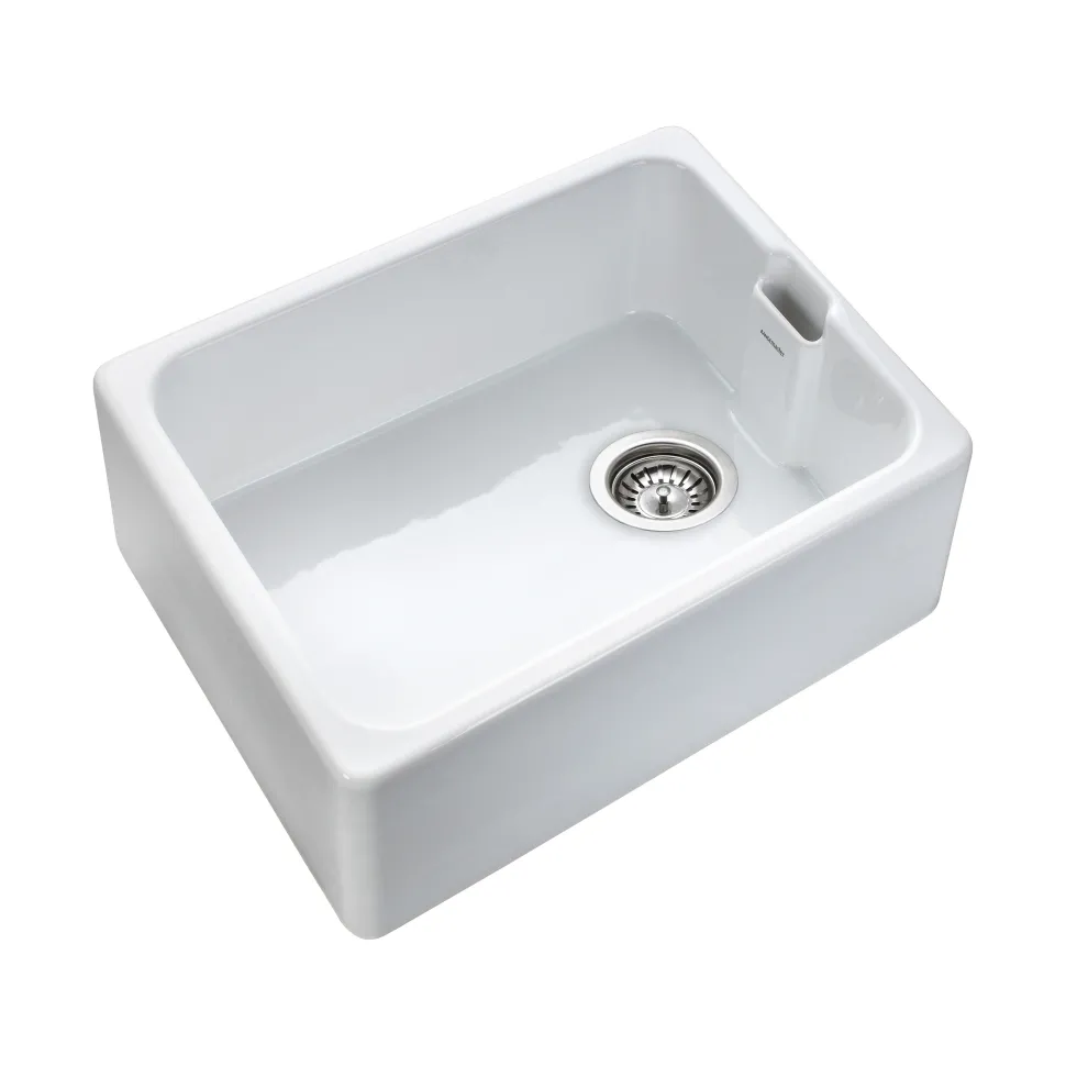 Rangemaster Farmhouse 1 Bowl White Fireclay Ceramic Belfast Sink - 595 x 455mm
