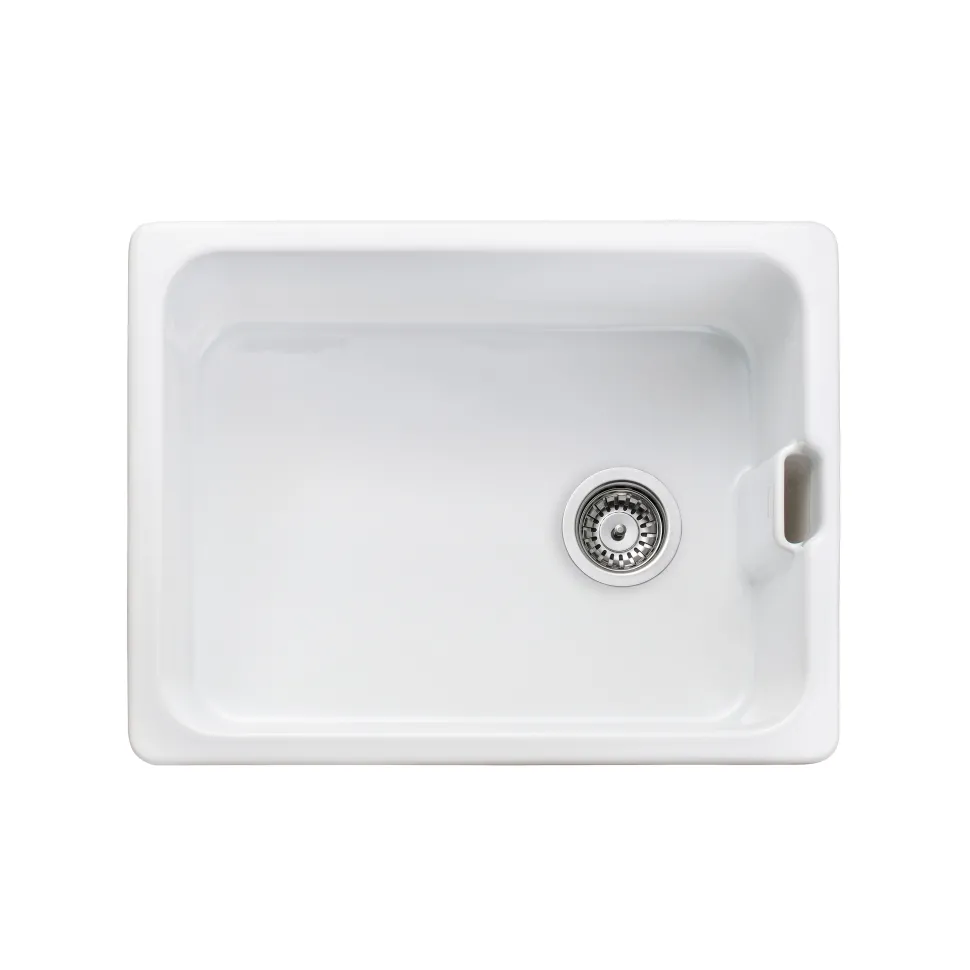 Rangemaster Farmhouse 1 Bowl White Fireclay Ceramic Belfast Sink - 595 x 455mm