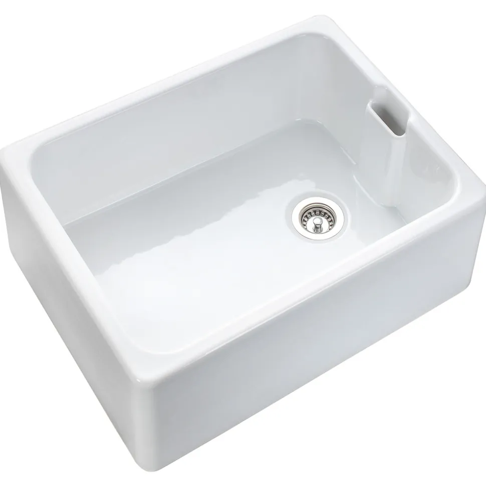Rangemaster Farmhouse White Ceramic Belfast Sink & Waste Kit - 595 x 455mm