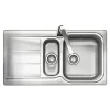 Rangemaster Glendale 1.5 Bowl Brushed Stainless Steel Sink & Waste Kit with Reversible Drainer - 950 x 508mm