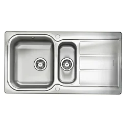 Rangemaster Glendale 1.5 Bowl Brushed Stainless Steel Sink & Waste Kit with Reversible Drainer - 950 x 508mm