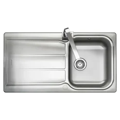 Rangemaster Glendale 1 Bowl Brushed Stainless Steel Sink & Waste Kit with Reversible Drainer - 950 x 508mm