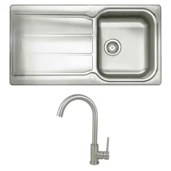 Rangemaster Glendale Single Bowl Stainless Steel Kitchen Sink & Vellamo Revolve Monobloc Mixer Tap