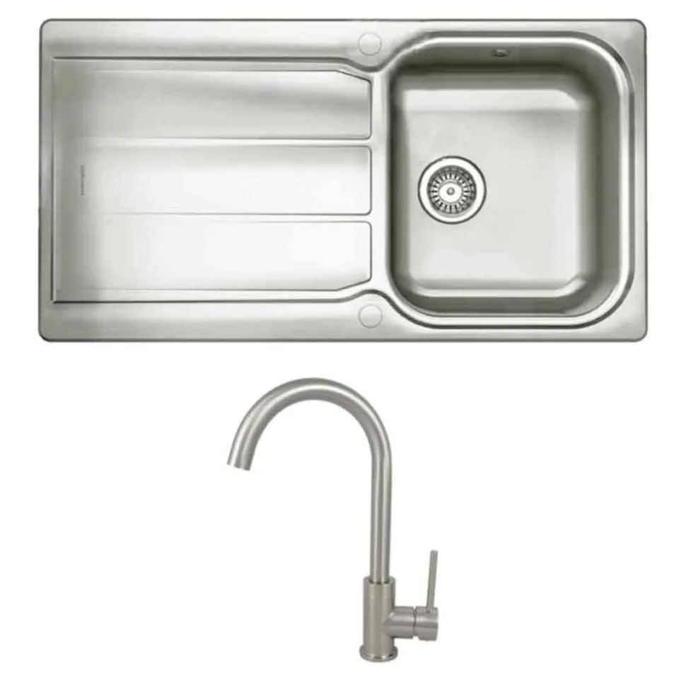 Rangemaster Glendale Single Bowl Stainless Steel Kitchen Sink & Vellamo Revolve Monobloc Mixer Tap