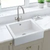 Rangemaster Hartland Belfast 1 Bowl Gloss White Fireclay Ceramic Kitchen Sink & Waste - 622 x 494mm