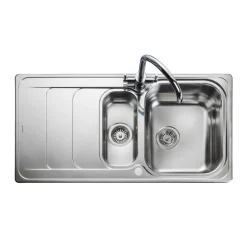 Rangemaster Houston 1.5 Bowl Stainless Steel Sink & Waste with Reversible Drainer - 985 x 508mm