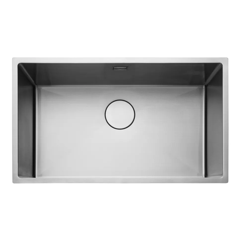 Rangemaster Kube 1 Bowl Brushed Stainless Steel Inset/Undermount Sink & Waste Kit - 740 x 440mm