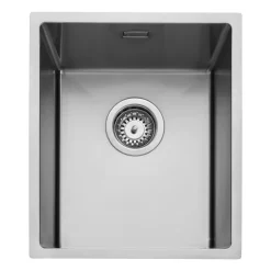 Rangemaster Kube 1 Bowl Brushed Stainless Steel Inset/Undermount Sink & Waste Kit - 380 x 440mm